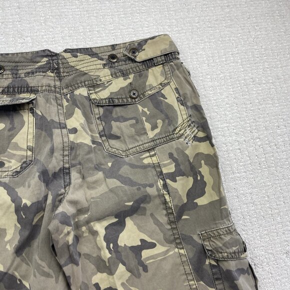 Y2K Point Zero Cargo Shorts Baggy Camo Military Green Tech Pants Men Skater Read - Picture 13 of 14